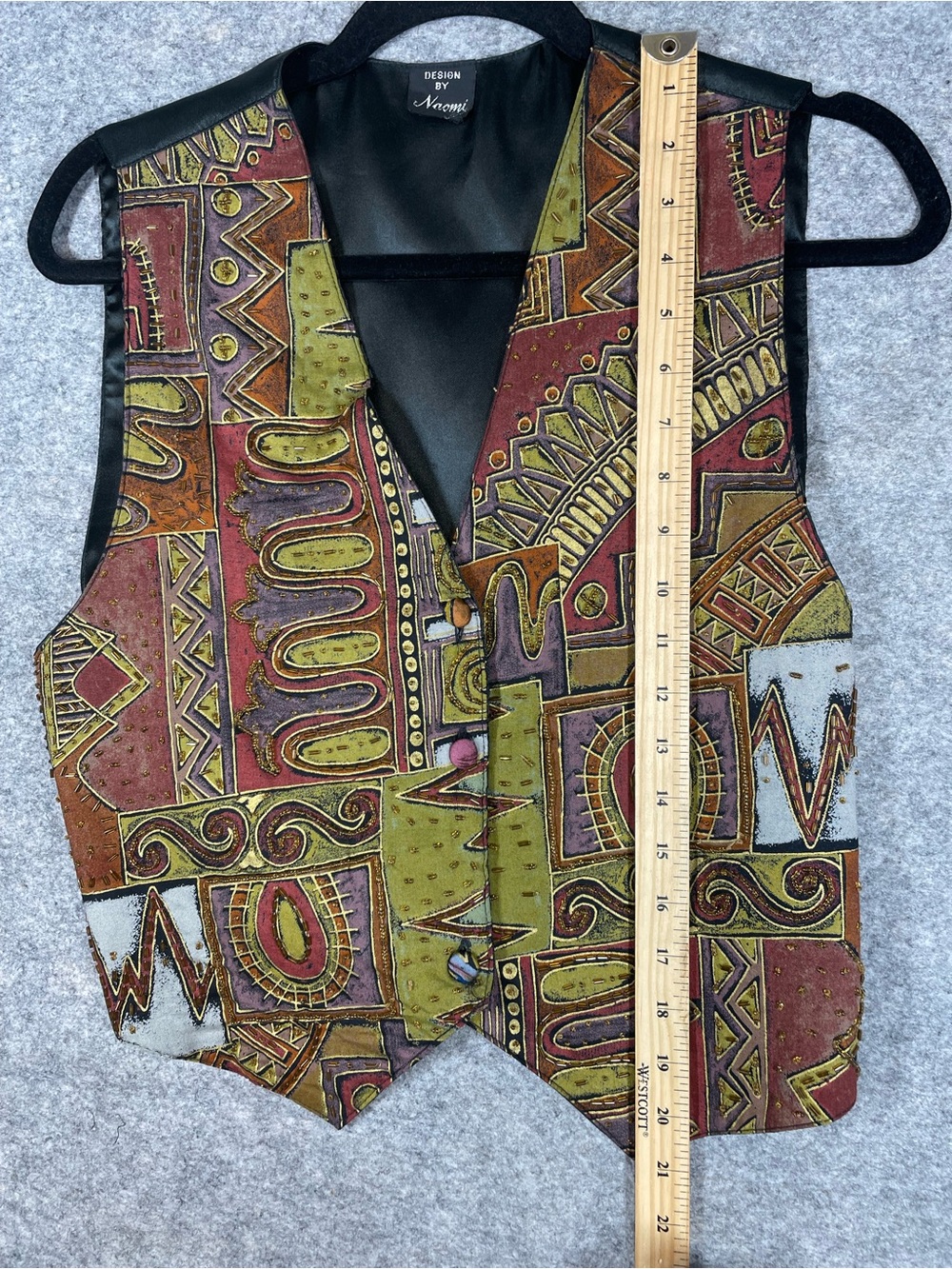 Vintage Eclectic Aztec Print Vest Western Vest Boho Festival Artsy Layer Country - Picture 4 of 15